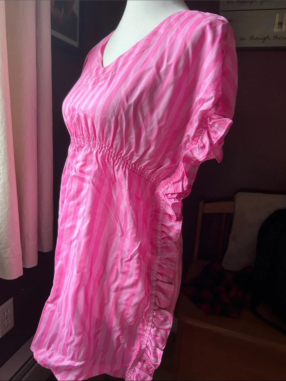 Girls 14 Pink Striped Swim Dress